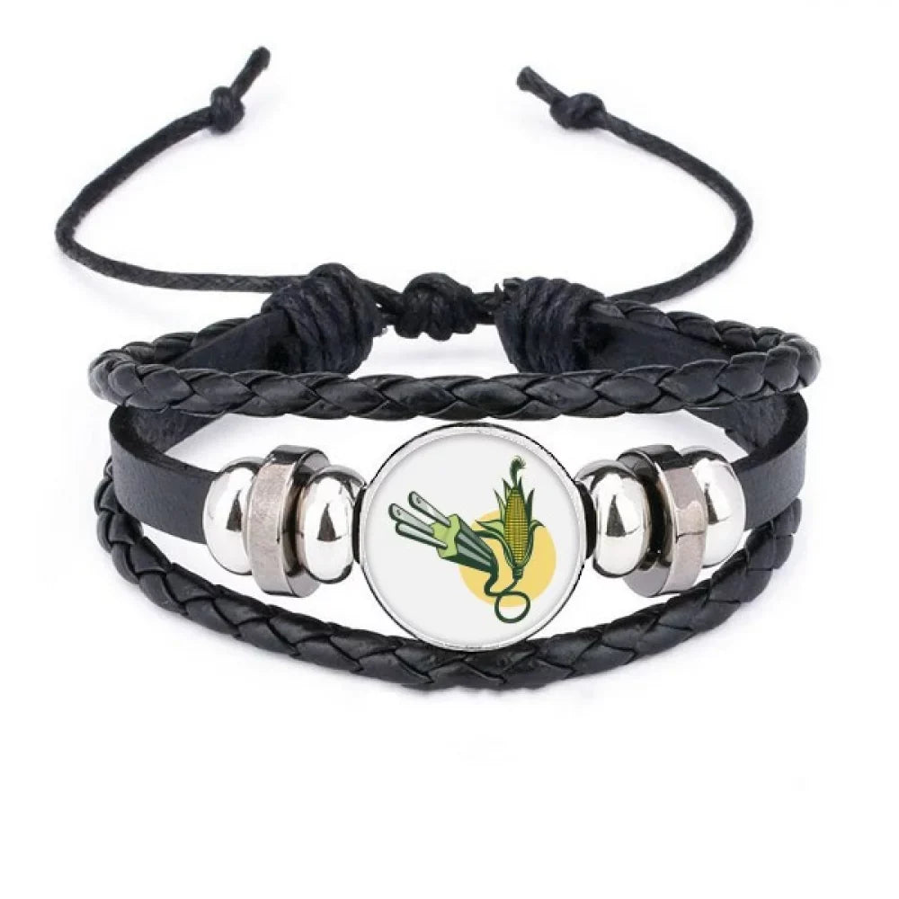 Cable Leather Pattern Corn Rope Wristband Bracelet Braided Cable Plug Woven Charging