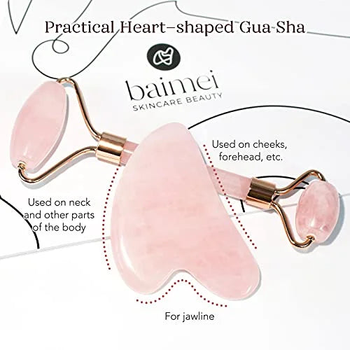 Quartz & Lines Neck, Tools, Relaxing for Gua Roller Fine Body Skin Wrinkles Care Relieve Face Massager Rose and Jade Facial Muscle Eyes, Sha, Beauty and Roller, Roller Face,