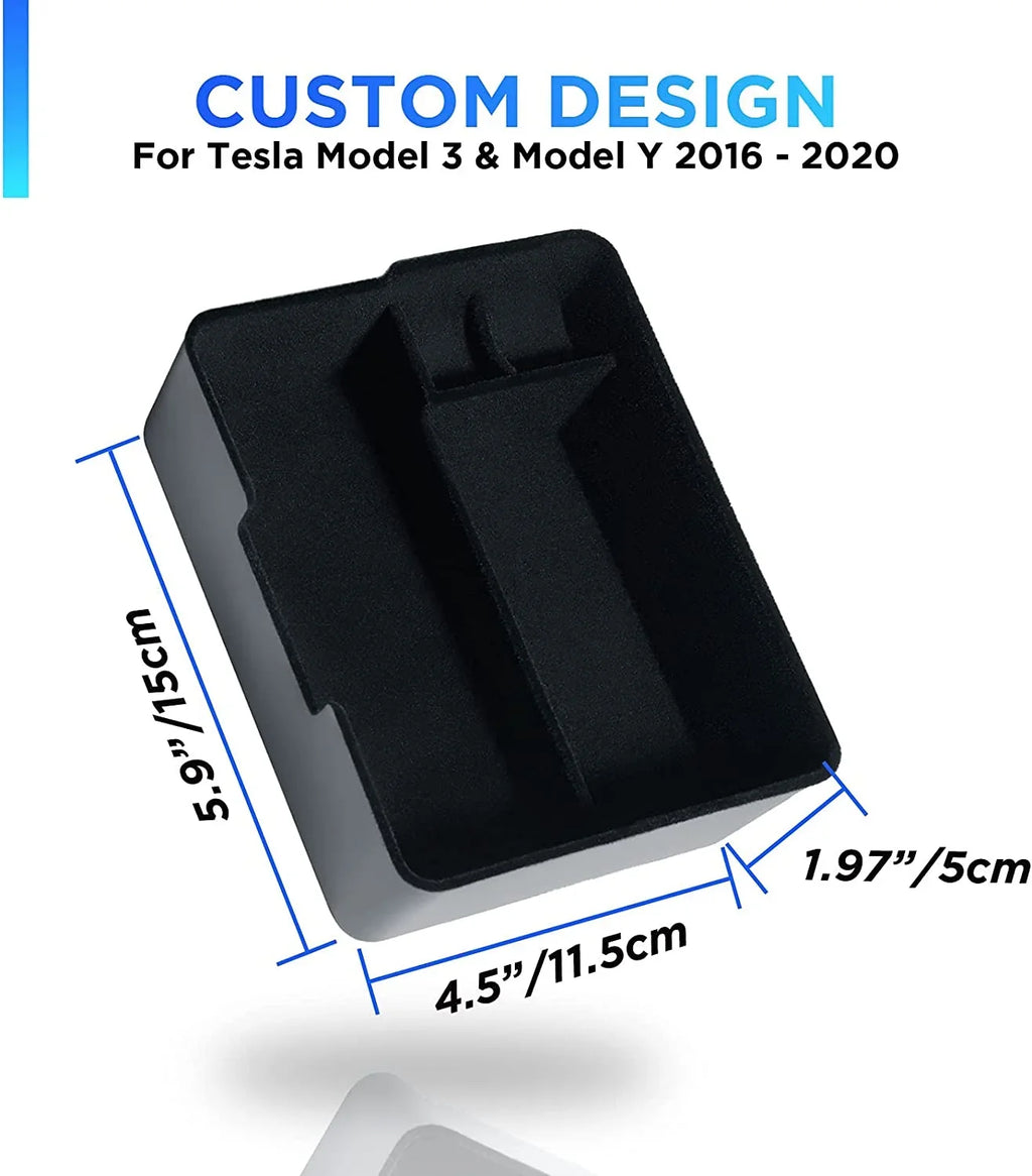 Tray Y Customized Console Accessories, Box, Premium Upgrade 3 Flocking Tesla Holder Coin Center and Material Nestour Sunglasses and Model with Organizer Storage Model 2016-2020