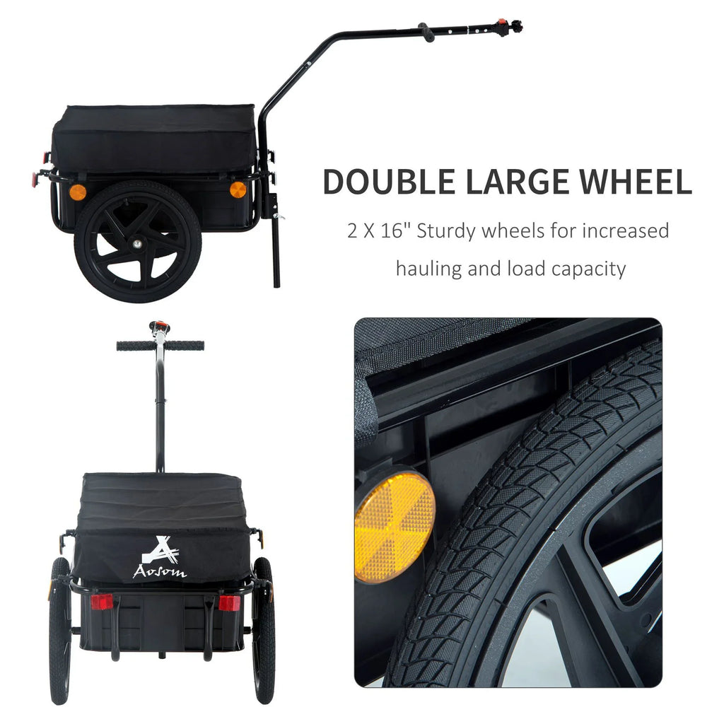 Bicycle Aosom Enclosed Black Wheel - Internal Double Frame Trailer Cargo