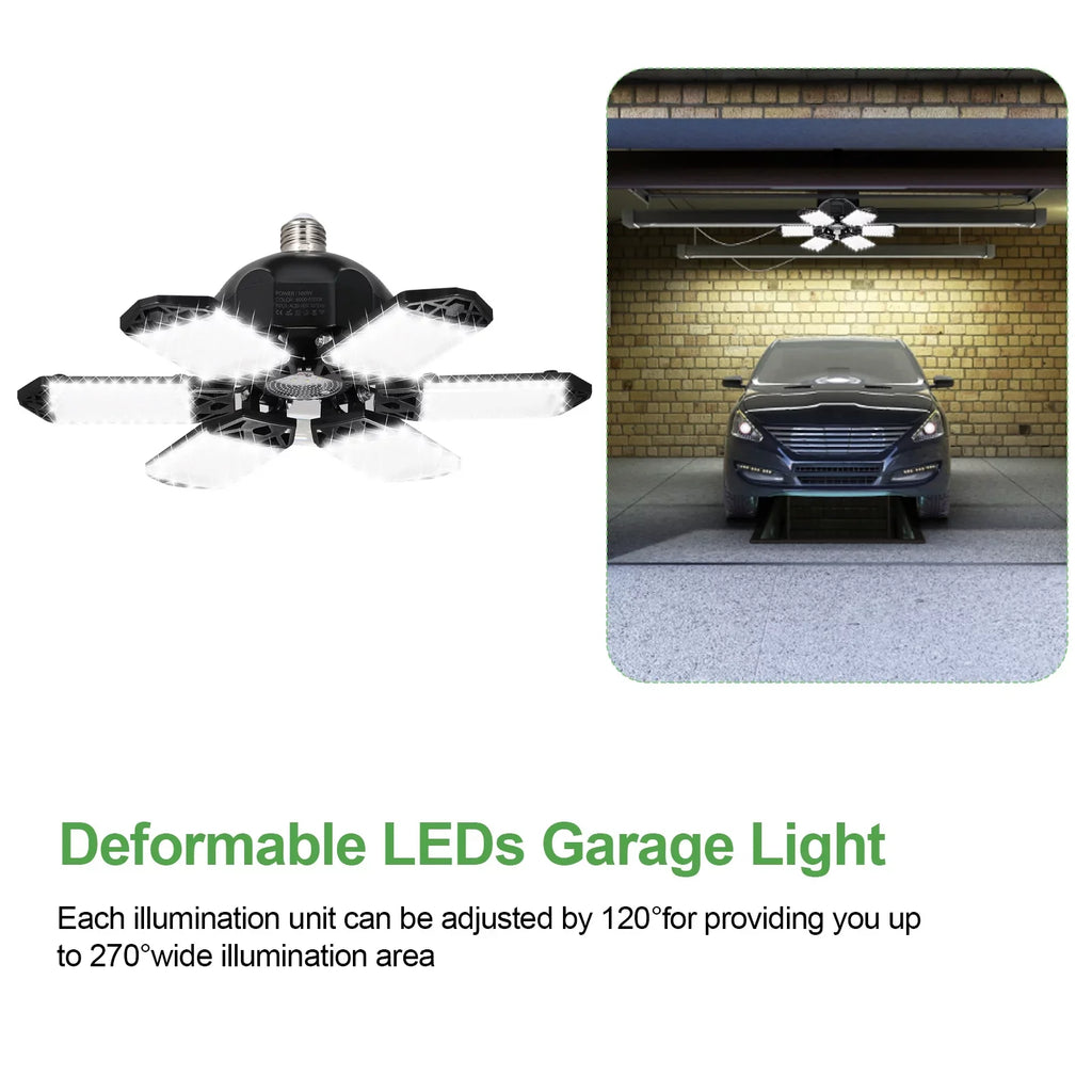 Folding Base with Deformable Adjustable 160W A Workshop 152LEDs 6 Light Basement Garage Gym Kit Ceiling Garage C85-265V Holder Lamp Panels Warehouse 2PCS Neoglint for Foldable Socket E26/E27