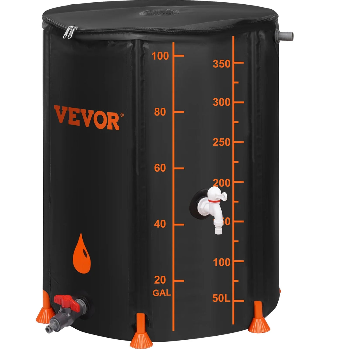 Rain Overflow Barrel, Large Capacity, System Collapsible Storage 100 Gallon and Collection Kit, Portable Container Spigots Tank Moisture Including Rainwater