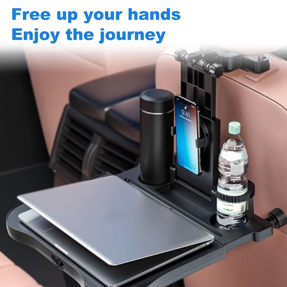 Seat for Back Multifunctional Phone with Adjustable Travel Working, Carevas Foldable Tray, Holder Table Food Eating Car Car Writing, Table Car Black Seat