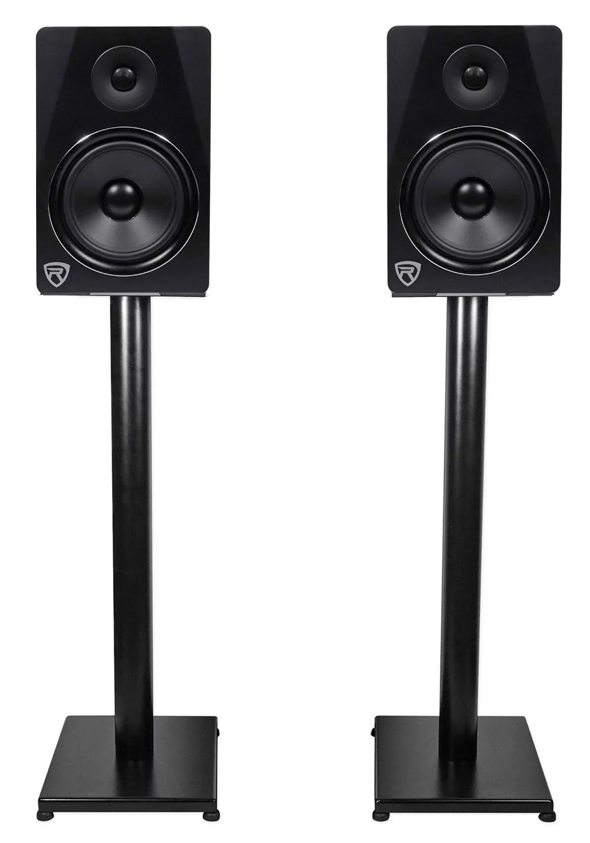 Bookshelf Studio Speaker Black Steel Monitor Stands and Rockville - 29" Pair RS29B