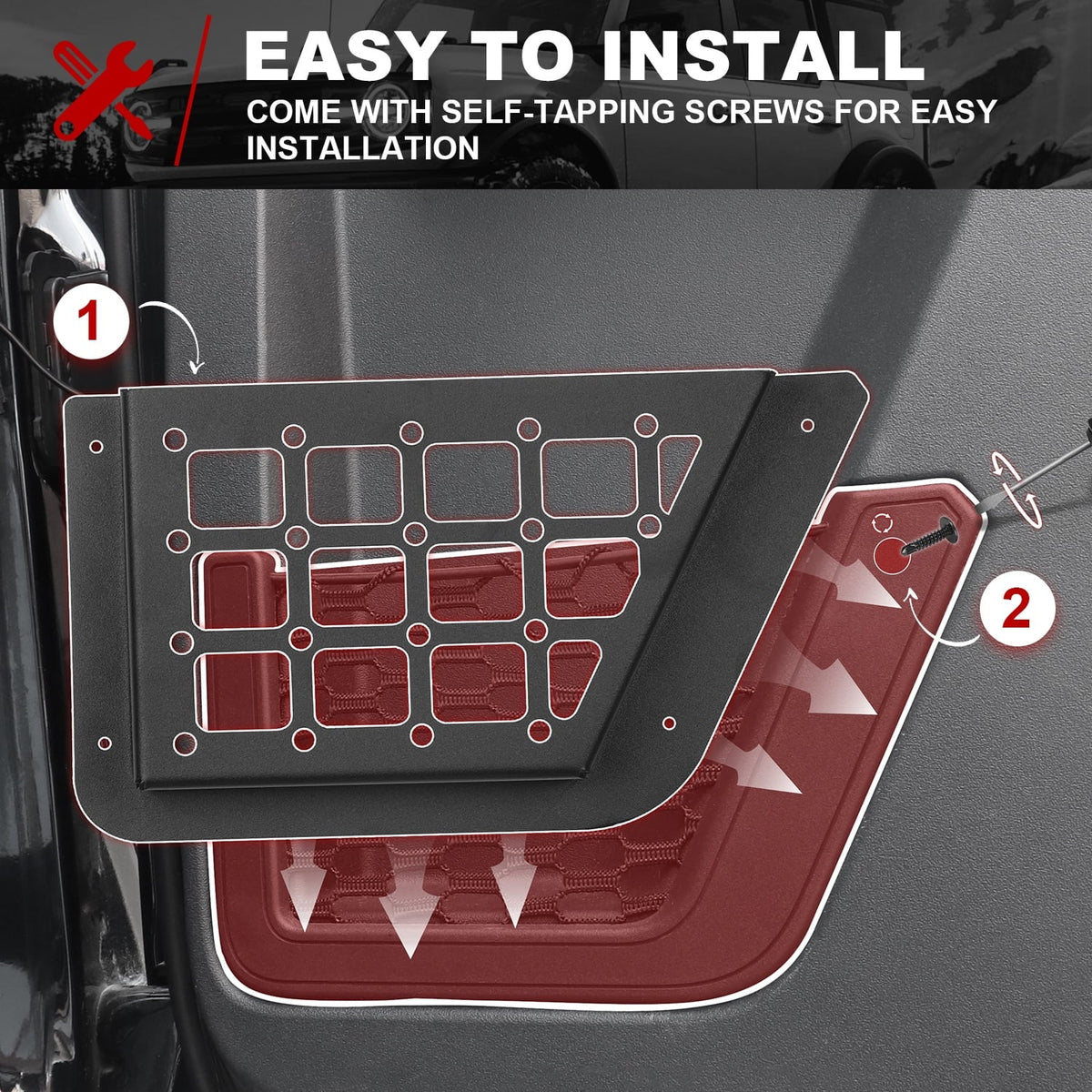 Door Rear Bronco Pocket 2Pcs Storage Organizer for with Box Side Ford Accessories Fits
