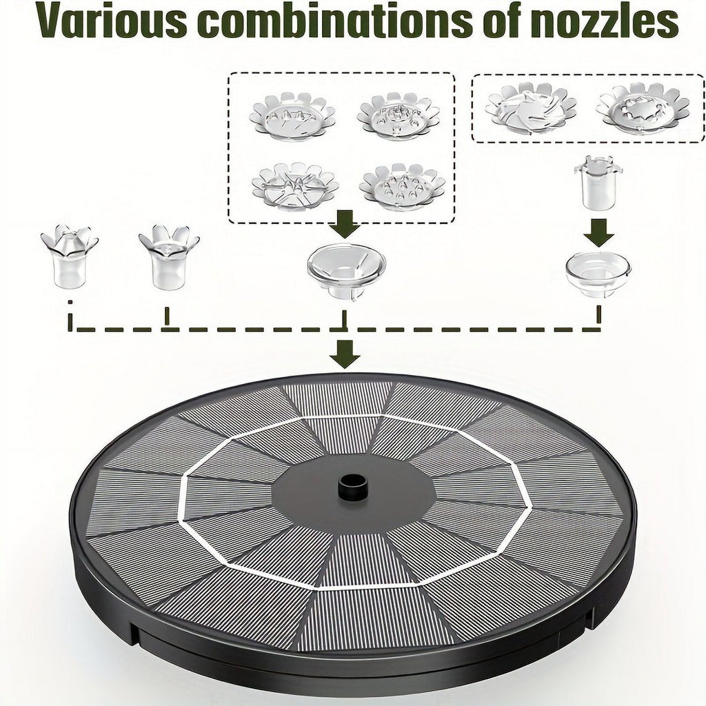 Powered Patio, Nozzles, Plastic 1pc Multiple Feature Operation Upgraded Outdoor Fountain Inch Bird Wires, Pond, Corded Moisture Bath For Solar Kit Solar 9.8-Foot 7.08 Pump, Electric Garden, With 3.5W