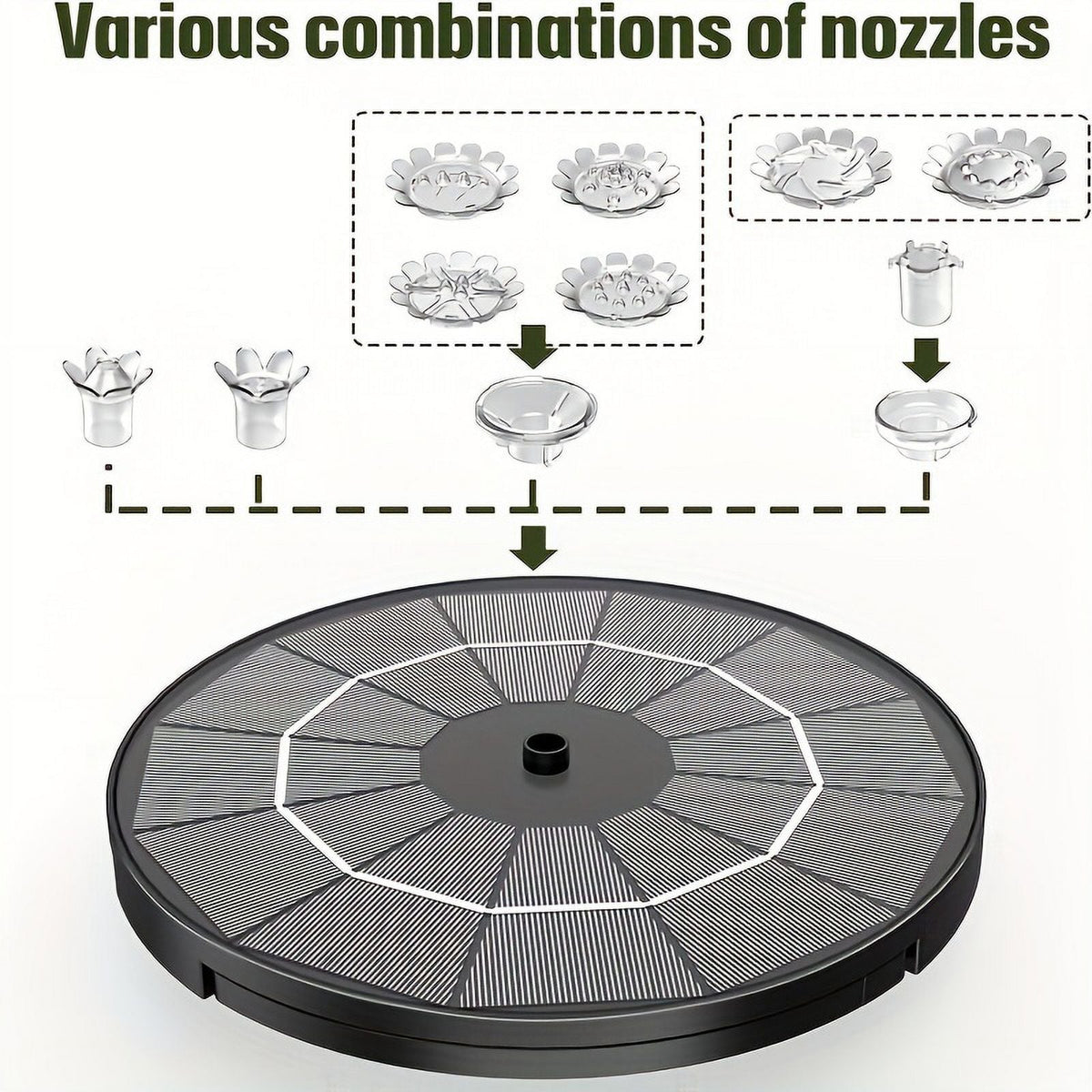 Powered Patio, Nozzles, Plastic 1pc Multiple Feature Operation Upgraded Outdoor Fountain Inch Bird Wires, Pond, Corded Moisture Bath For Solar Kit Solar 9.8-Foot 7.08 Pump, Electric Garden, With 3.5W
