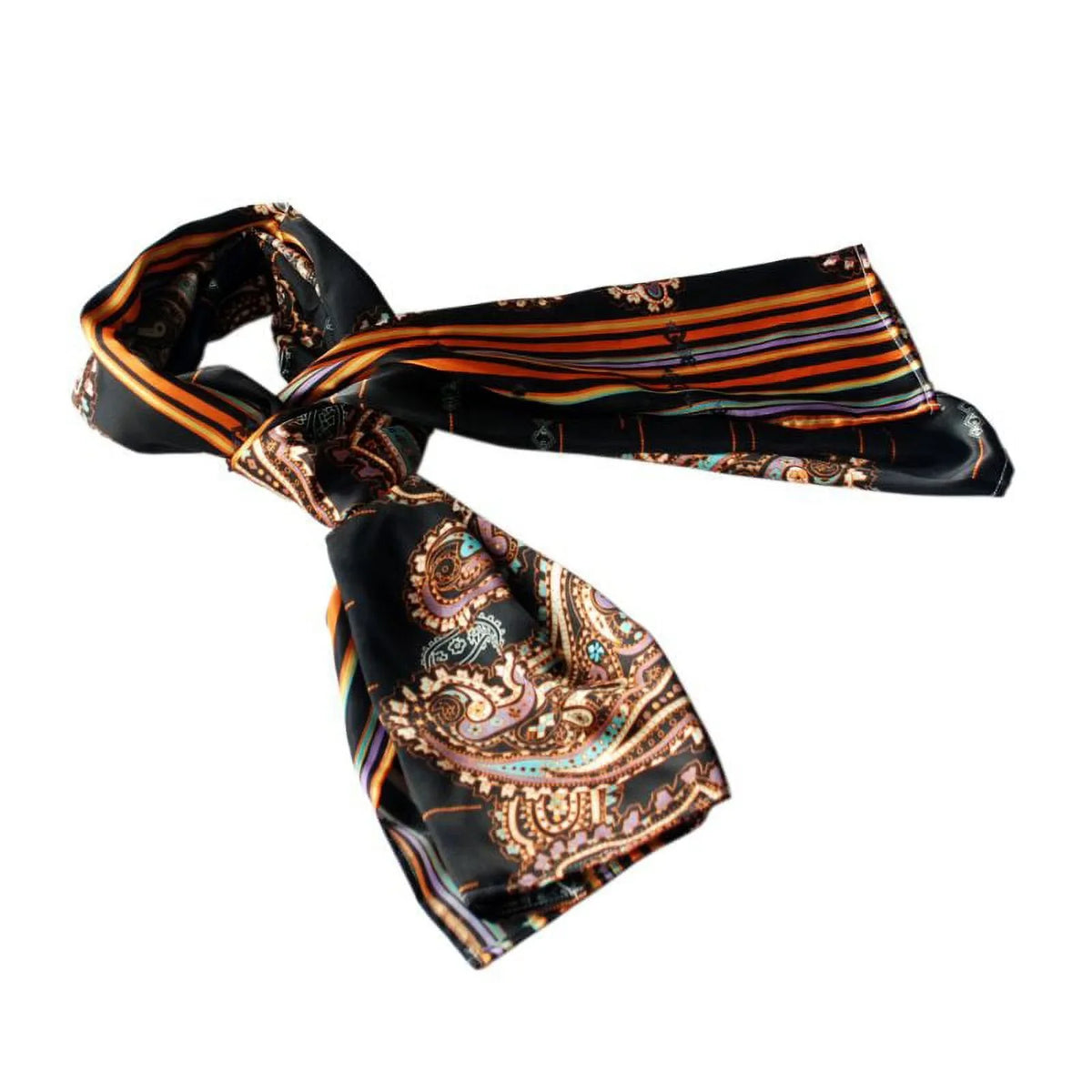 Scarf/Wrap/Shawl(Large) Design Soft Fashion Chic & Blancho Black Paisley Stripes Silk