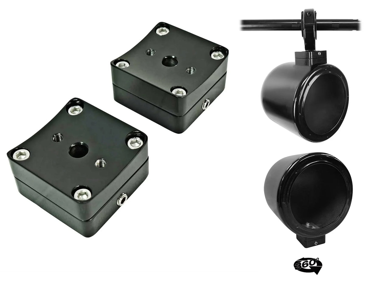 360° 5.25" Rockville Aluminum MAC525B Speaker Swivel Surface Black 2) Pods Mount