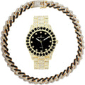 Charles Zig with Black on Matching and Blast! Gold Necklace Sets(ST10327DX Trim Necklace Rolly on Hip Raymond Sets Band with Out Bling'ed - Bling'ed Ice - Out Hop Looks Watch Zag Ice