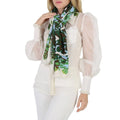 Rayure Tory T Fleurie Scarf Fringe Printed Burch Traveler Blue Light Monogram