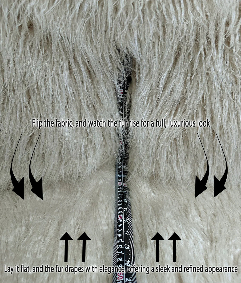 Fire Retardant Per 2.3oz Fake Faux Yard Yarn by / Wide 58" Craft, (Latte Cream) Yard Sold Sewing Yak 3.5" Japanese Cosplay Continuous Pile