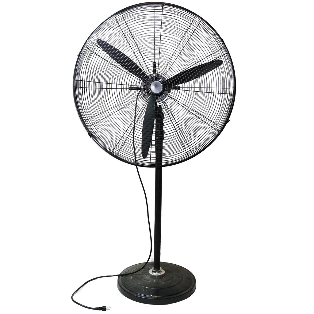 30" Fan Adjustable Jet Oscillating Black Pedestal 3-Speed Height Industrial