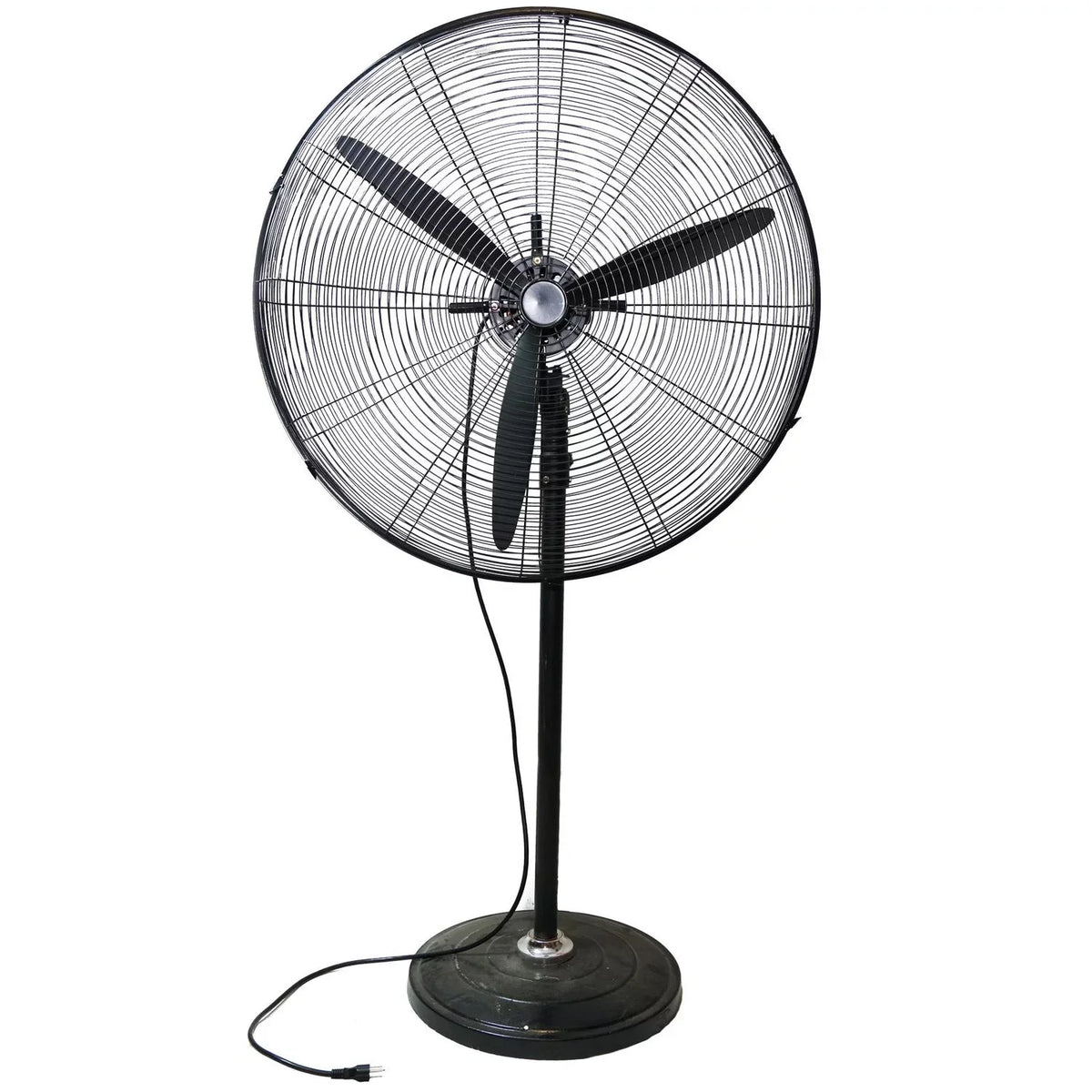 30" Fan Adjustable Jet Oscillating Black Pedestal 3-Speed Height Industrial