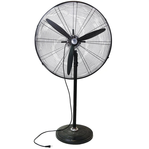 30" Fan Adjustable Jet Oscillating Black Pedestal 3-Speed Height Industrial