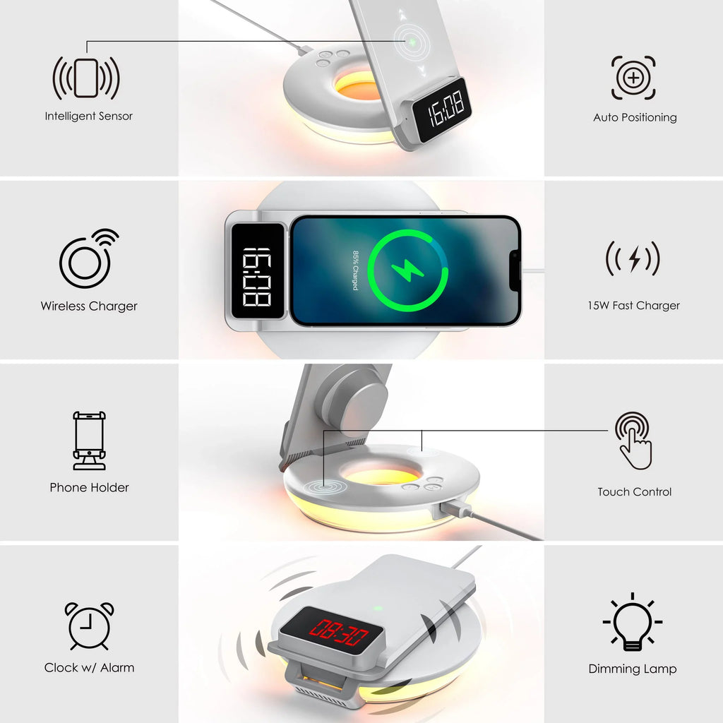 Station, Wireless - Touch Charging 3-in-1 Rexing Lamps Table-Desk Control, RS7 White