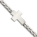 Link Inch Steel Stainless Primal Polished Bracelet Steel Cross 8