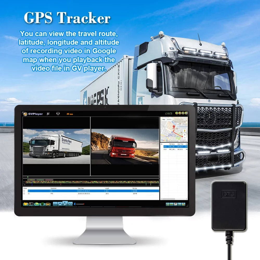 Van 2 Cam 7.0'' & Backup Screen Semi 4CH Display , Dash 1080P Sides Infrared Truck Power Vision Monitor Voltage Rear for , Trailer Tractor Lens, Split Cameras, Night & Front Camera