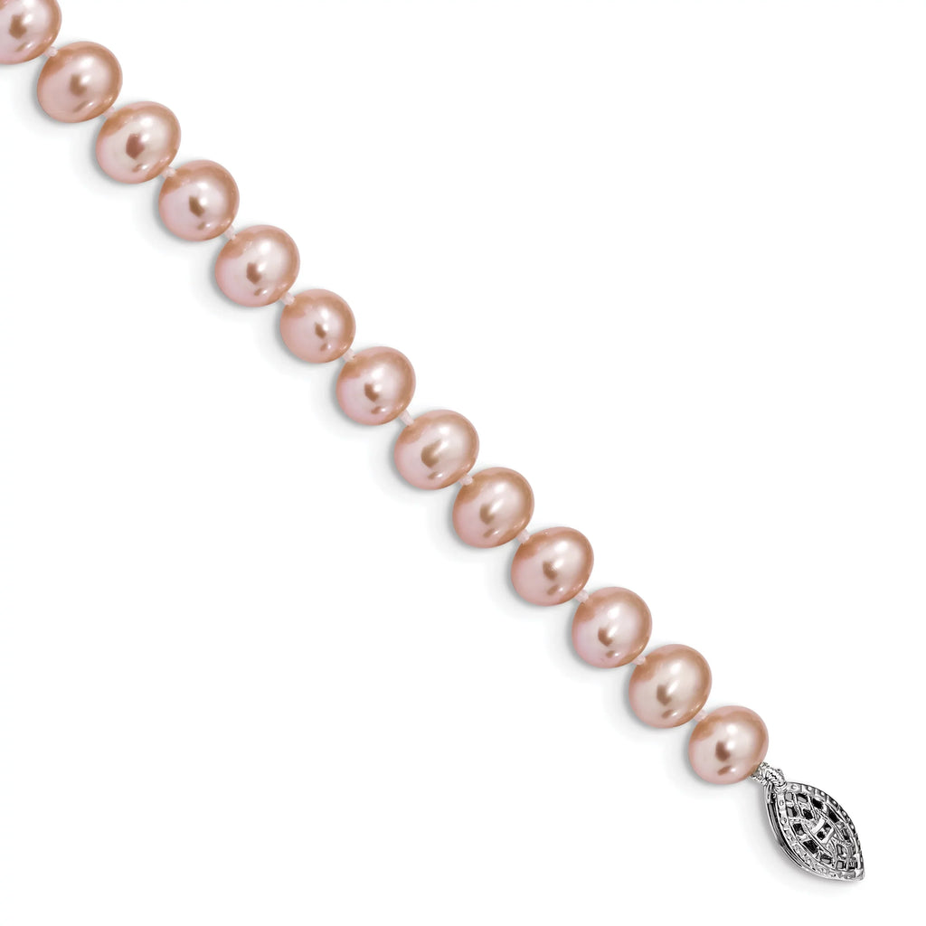 Freshwater Cultured Bracelet Silver Silver Pink 6-7mm Primal Pearl Sterling Rhodium-plated