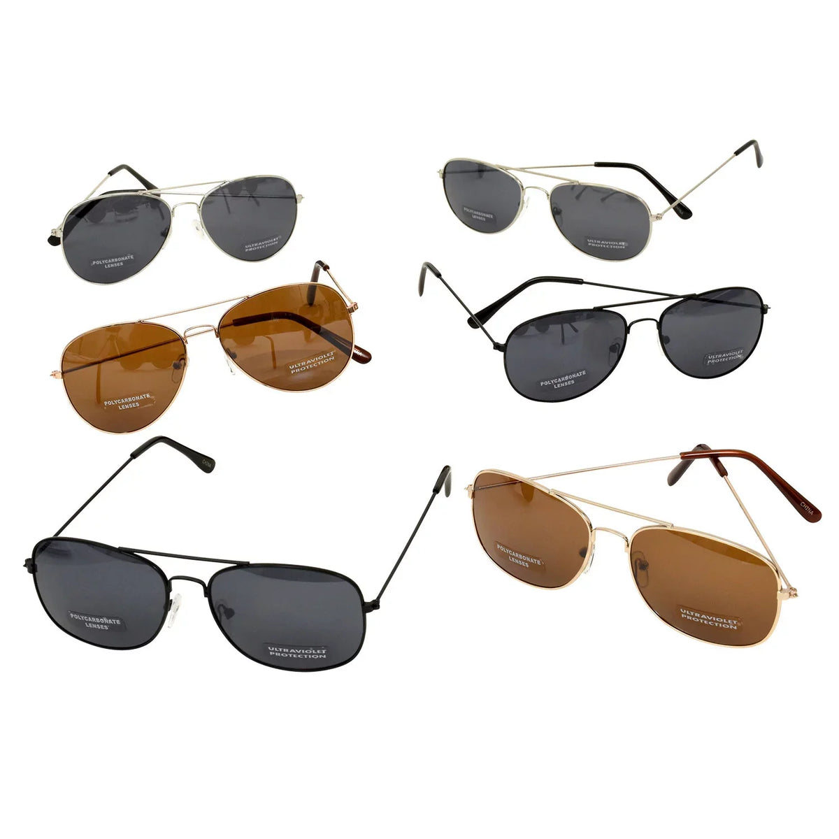 Sunglasses Sunglasses Aviator Pack with Bulk 6 - - Wire Frames