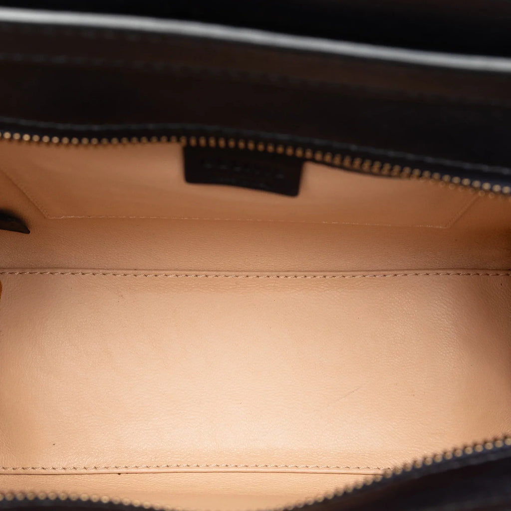 Calf Satchel Authenticated Pre-Owned Luggage Tricolor Tote Leather Brown (Good) Unisex Celine Nano