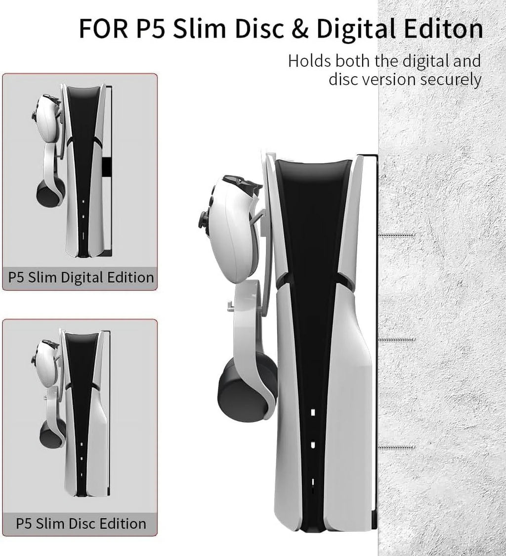 Controller Fits Slim Holder Hanging Bracket with Hanger,Black Stand Slim, Wall Metal PS5 Stable Headphone PS5 Steel Mount for with & Wall Uberwith