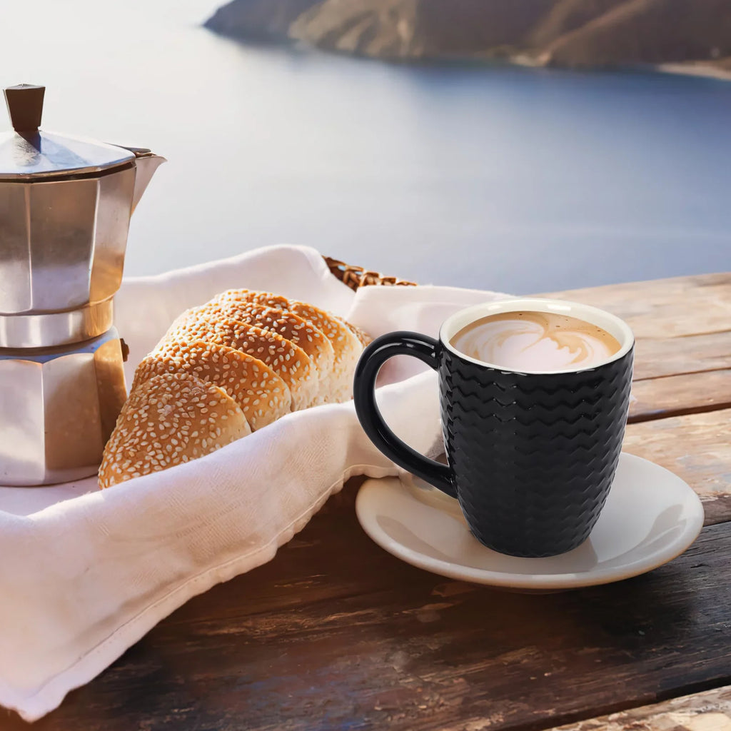 Coffee, Black, Ceramic, 11.95 for Coffee Set, Coffee Floz Milk, 6 Moisture, Cup Mug Pack
