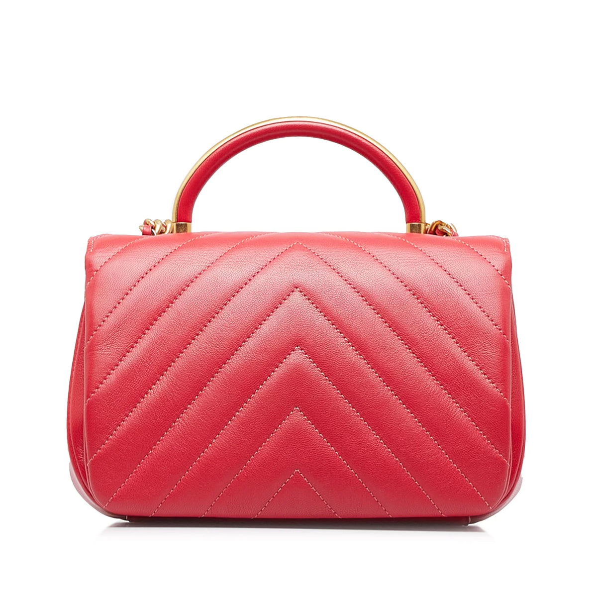 Unisex Authenticated Satchel Leather (Good) Red Pre-Owned Chanel Lambskin Chevron Flap