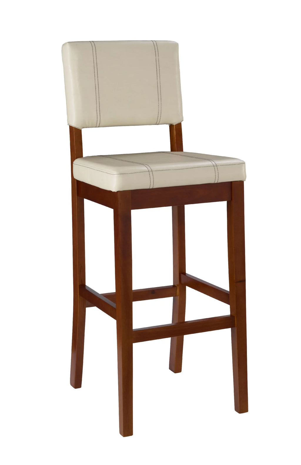 Walnut Cream Fabric Height, 30" Medium Bar Linon Stool, Finish Mulberry Padded Dark with Seat
