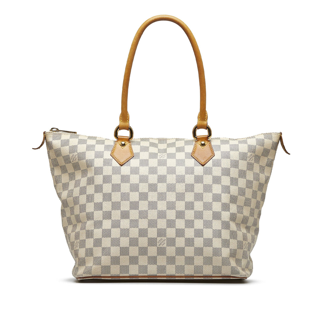 Bag Unisex Vuitton (Good) Azur Tote Louis White Pre-Owned Damier Canvas Authenticated Saleya