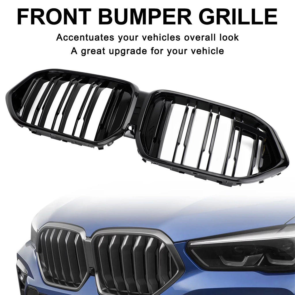 Black Fit Grille M50i Bumper W/Camera Front G06 for Grill 2020-2022 Hole X6