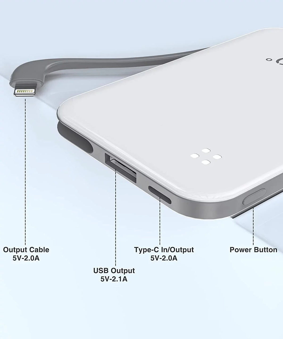 More Max/12/12 Portable Mini Fits Charger Phone White 13/13 Bank Max/11/11 Portable and TG90 Charger Cable, iPhone with 4500mah Small Built-in Pro Max/X//8/7/6/ Power with Pro Cell Pro
