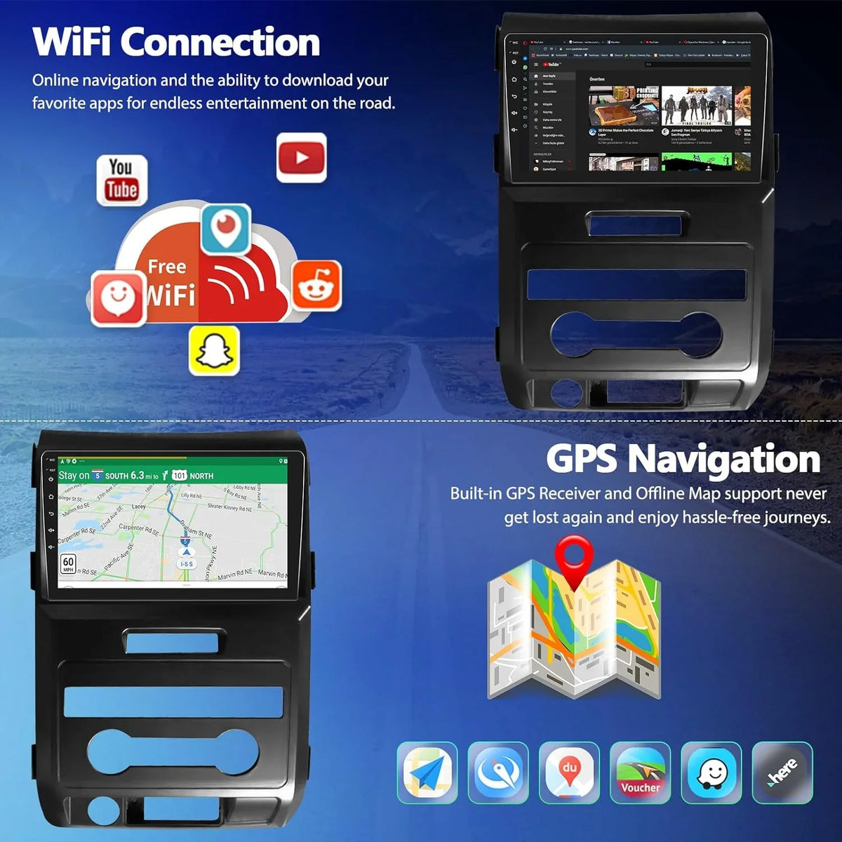 with Ford 2011 for Raptor Stereo 2009 Radio, 2010 Navigation /WiFi Car Android Auto Car CarPlay Touchscreen F150 Wireless with 9” Radio Camera& 11 Backup Bluetooth Android 2012