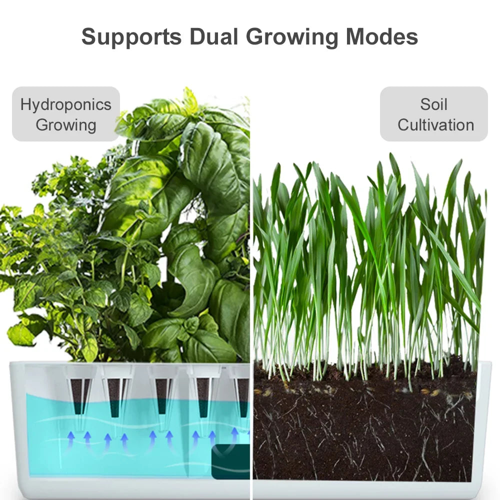 Smart System 15W Grow Garden Moisture Timing Home Lights Office for Pump Kitchen Pods with 2L Smart Indoor Automatic Moisture Growing Height Hydroponics 9 Tank Adjustable Kit