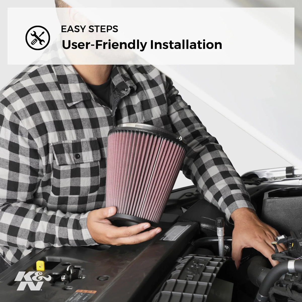 Premium, Replacement Industrial Engine K&N Filter, E-3737 High Heavy Filter: Air Duty: Washable, Performance,