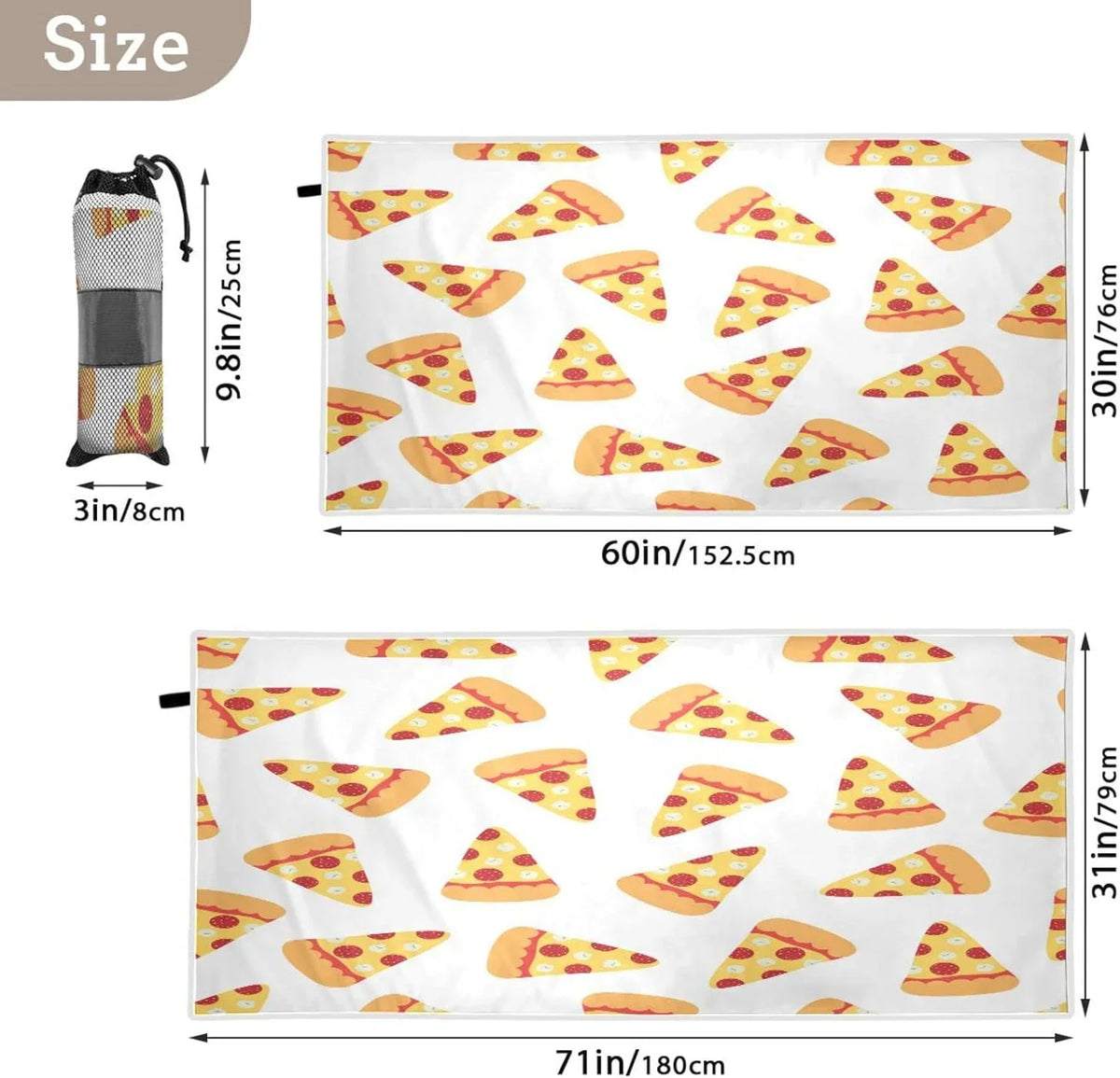for Absorbent Super Towel Towel - - Travel Oversized Swimming Quick Dry Slices Beach Towels Pizza Camping Lightweight Compact Holiday （573） Bestwell