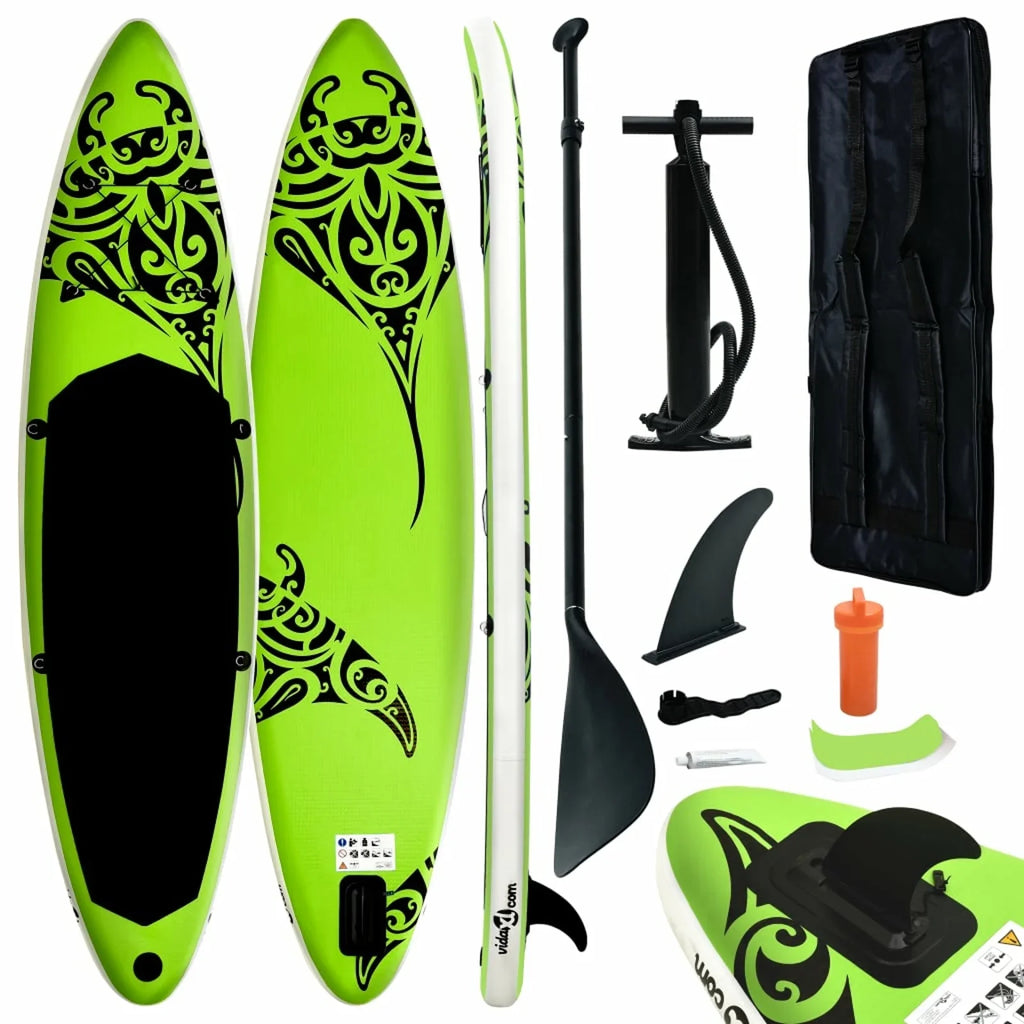 Inflatable Set Paddleboard 120.1"x29.9"x5.9" Green