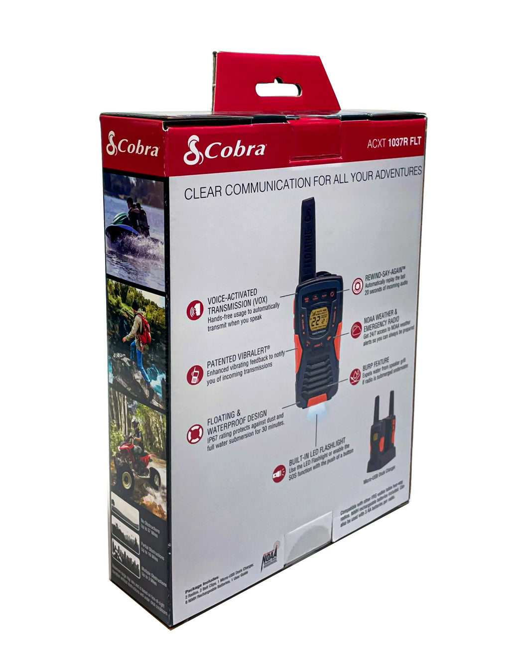 Talkies ACXT1037R- 37-mile (2-Pack) Two-Way Cobra Range Radios Rechargeable Walkie Floating, -