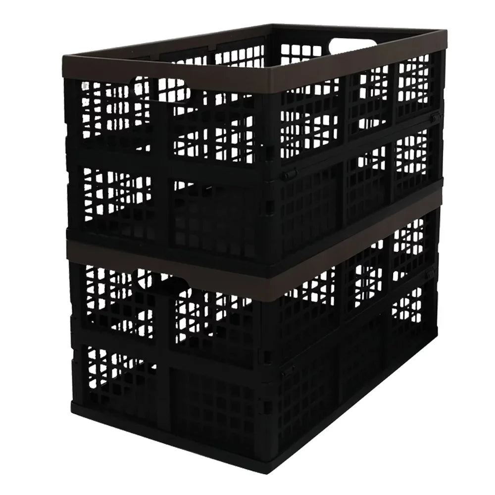 3-Pack Storage Morcte Stacking Folding 42 Collapsible Crates, Storage Plastic L Basket,