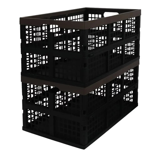 3-Pack Storage Morcte Stacking Folding 42 Collapsible Crates, Storage Plastic L Basket,