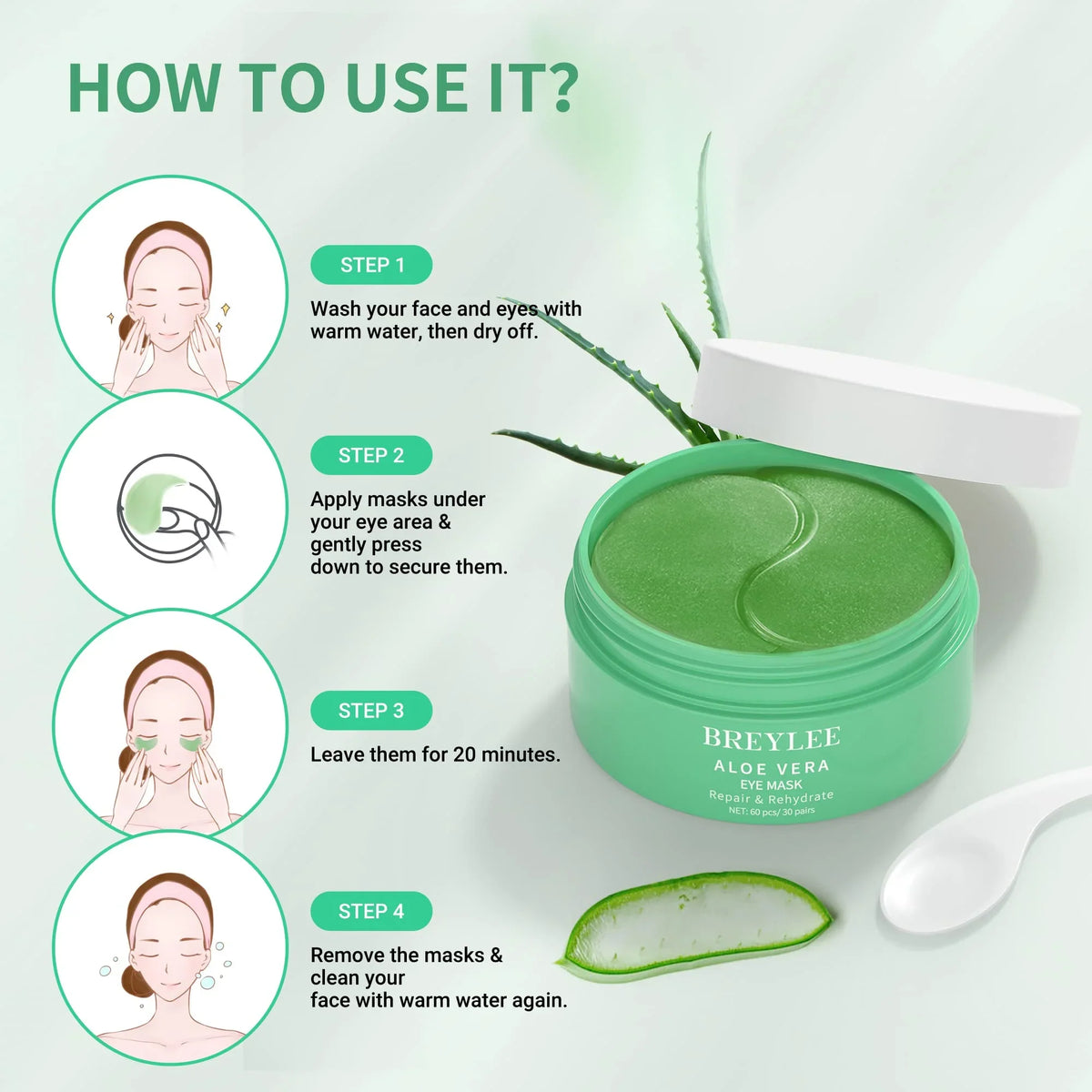 Vera Mask, Pairs Face for & Acid - 30 Collagen Eye Aloe Care Amino