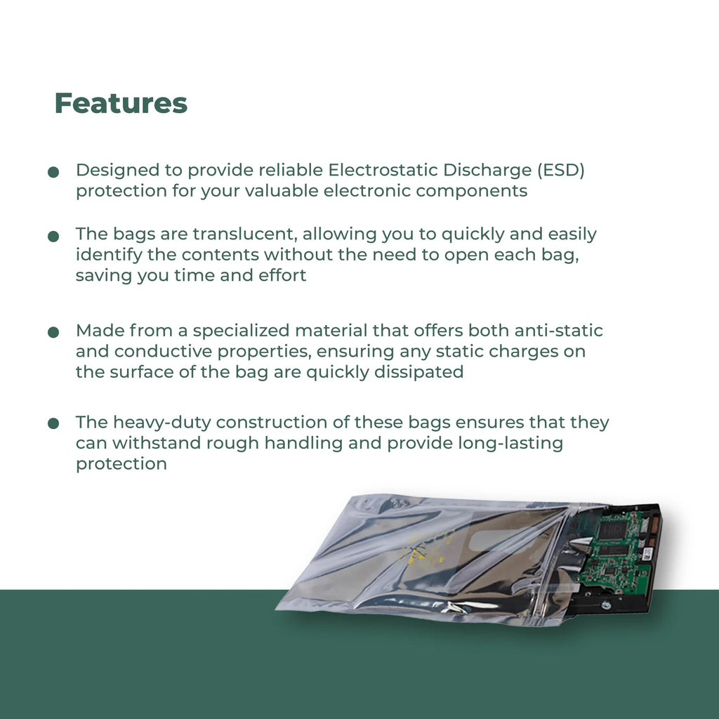x 10" Bags 6" Protection Transparent Dependable 100/ Mil Metallic Conductive High-Durability 3