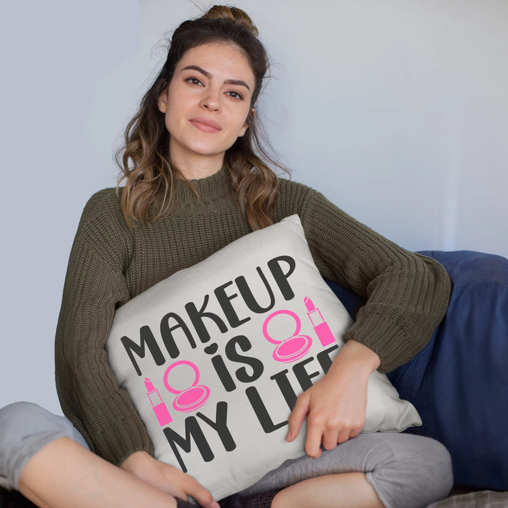or Lipstick Is Pillow Makeup & My w/ for Mirror Merch Cosmetologist, Makeup Compact White - Makeup Beauty Themed Life Design for Gift Lovers, Shield, 20X20 Artist