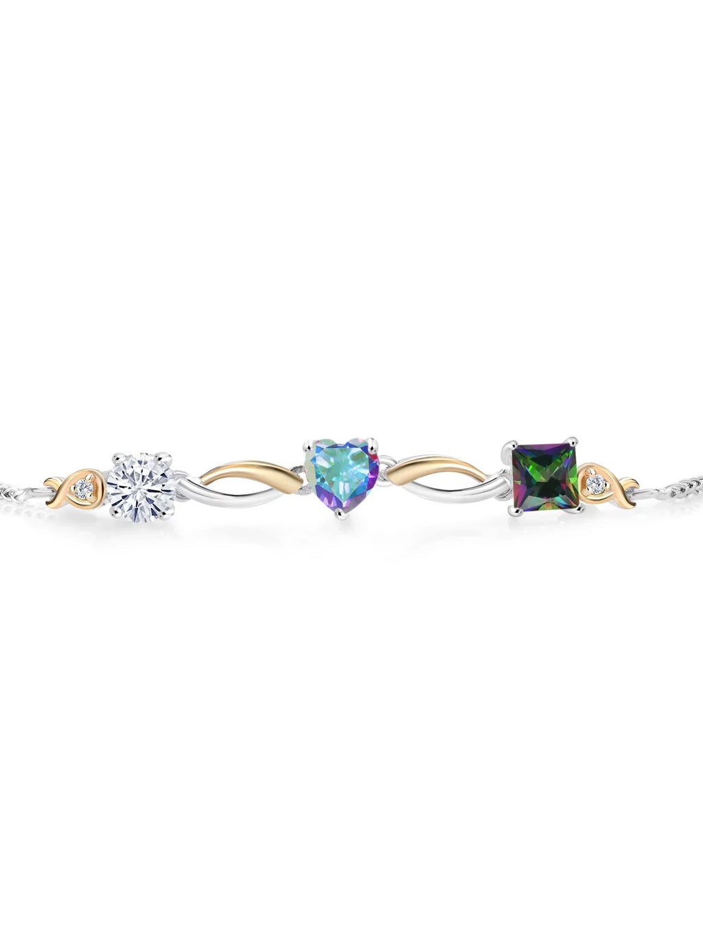 Grown 9 inch) Adjustable Keren Yellow Silver Green Mercury Tennis By Women Topaz Diamond Moissanite (2.30 Mystic for and Mystic Bracelet cttw, 10K Mist Gold and Topaz Up To Hanan Lab 925