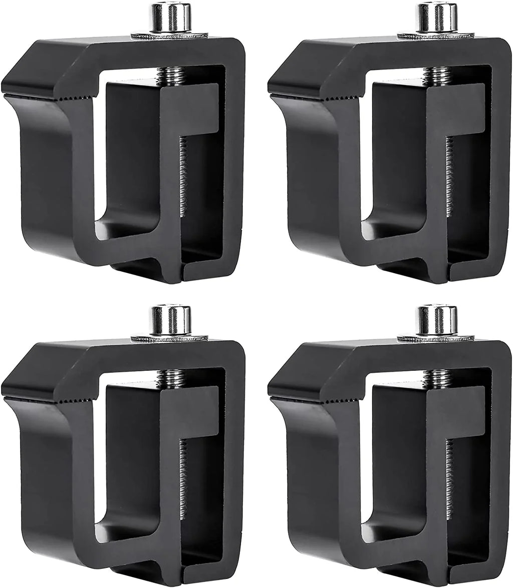 Rack & Camper Shell Set Non-Drilling Aluminum P-( C-Clamps - 4 Truck -Racks for Black Installation of