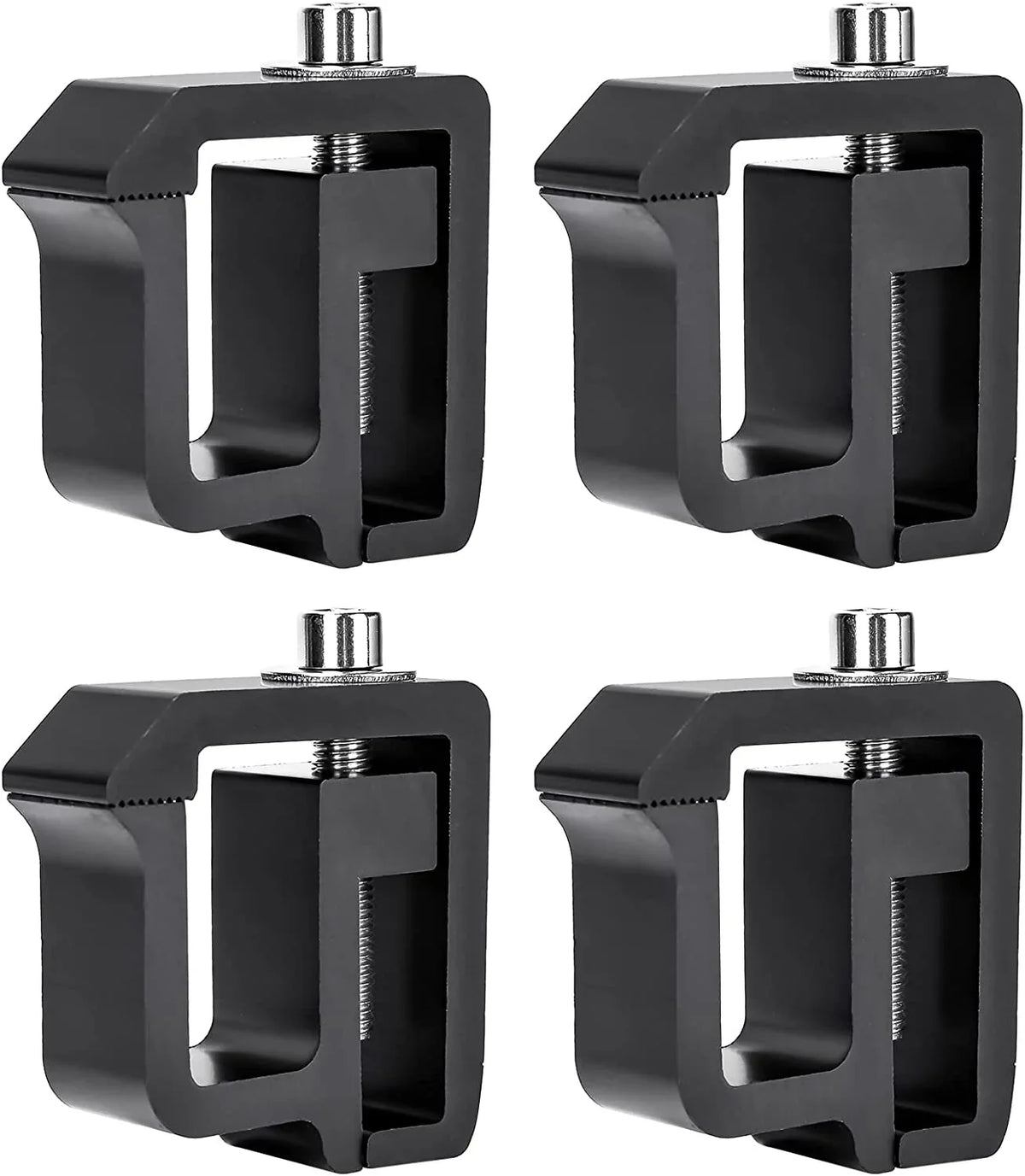 Rack & Camper Shell Set Non-Drilling Aluminum P-( C-Clamps - 4 Truck -Racks for Black Installation of