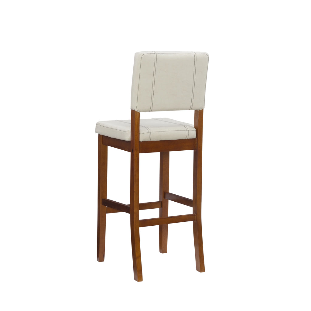 Walnut Cream Fabric Height, 30" Medium Bar Linon Stool, Finish Mulberry Padded Dark with Seat