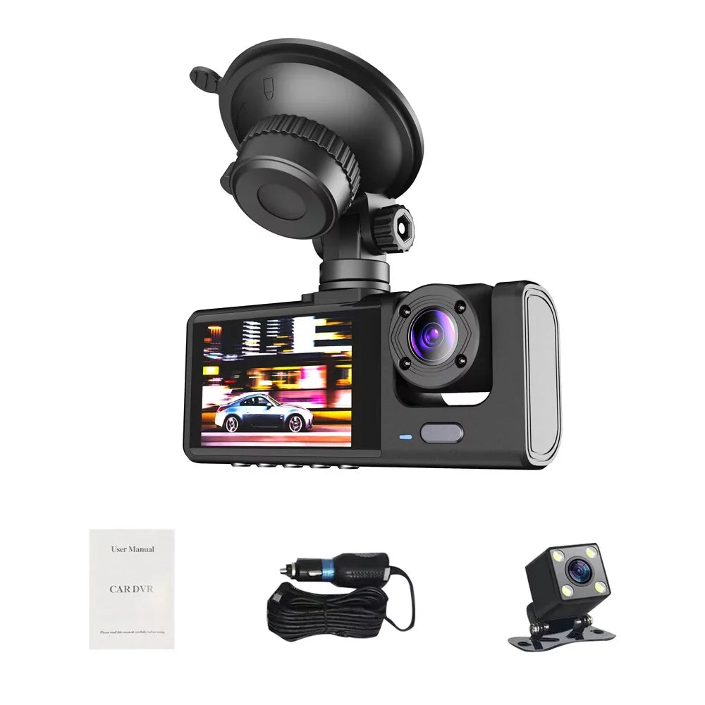 & Dash Recording 2 Rear Inside Recorder Loop Front Dashcam Camera Inch Driving Night-Vision version 1080P Lock Support Screen & One-Key Camera WiFi