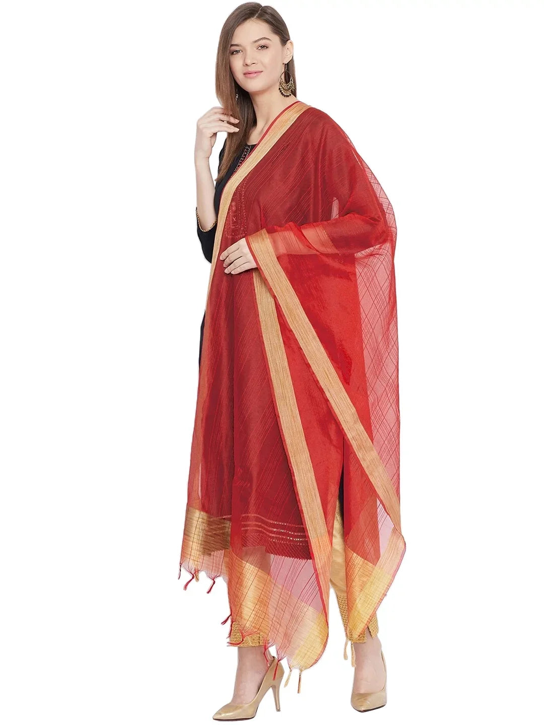 Stole, Scarf Chunni, Wrap Shawl Indian Red Woman's eloria Dupatta, Ethnic Plain