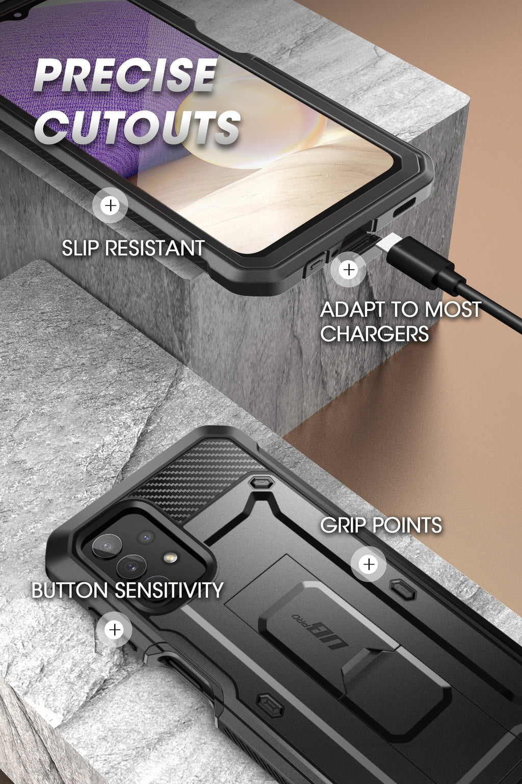 for 4G Full-Body Kickstand with (Black) Designed Rugged Series Galaxy Pro Fit 5G Protector A32 Screen Samsung Case Built-in Holster Beetle [Not Version], Case & Unicorn